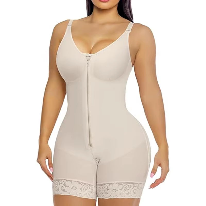 High-Waist Shapewear Bodysuit Zipper Crotch Tightening Tummy Control Butt Lifting Enhanced Version Nylon Fabric Summer to Winter