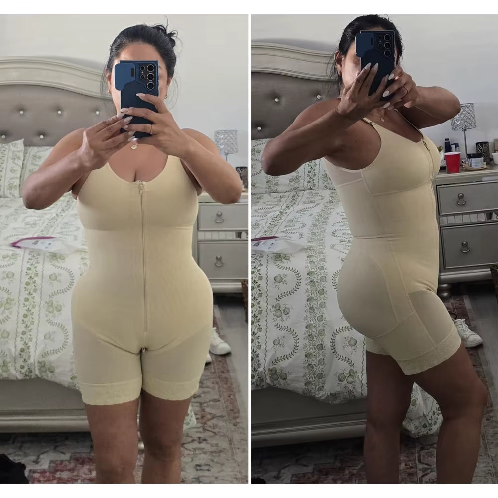 Stage 2 Operation Tummy Control Fat Abdomen Garment with Zipper Faja Full Body Shaper Post Surgery Shapewear Bodysuit Sleeveless