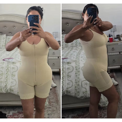Stage 2 Operation Tummy Control Fat Abdomen Garment with Zipper Faja Full Body Shaper Post Surgery Shapewear Bodysuit Sleeveless