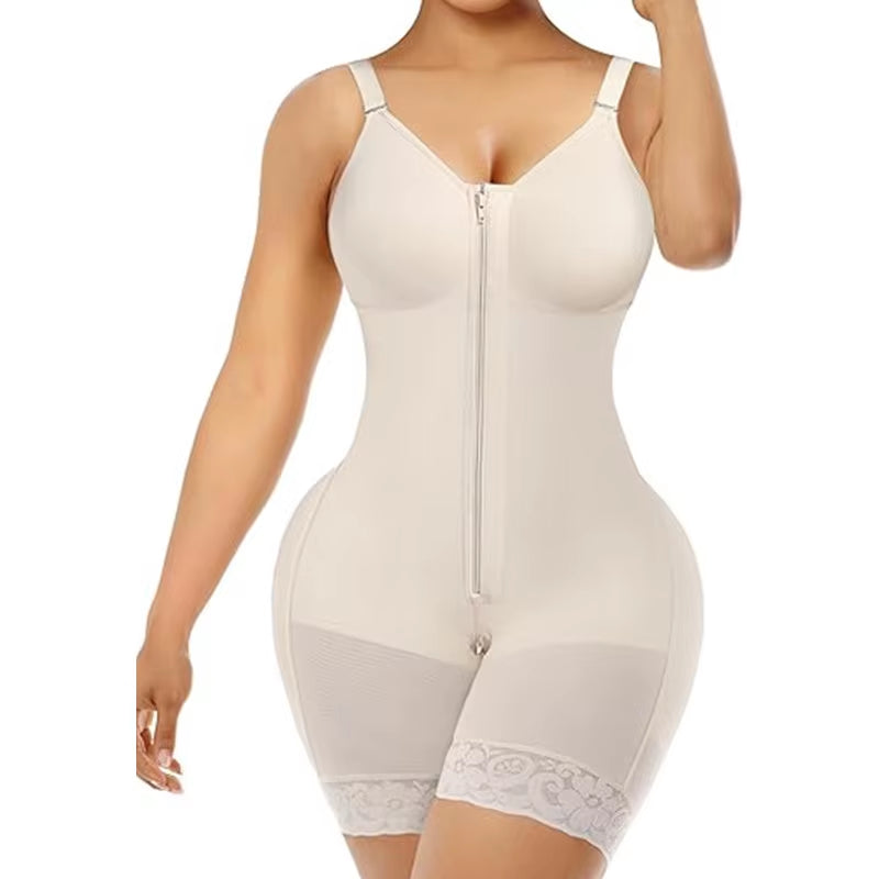 High-Waist Shapewear Bodysuit Zipper Crotch Tightening Tummy Control Butt Lifting Enhanced Version Nylon Fabric Summer to Winter