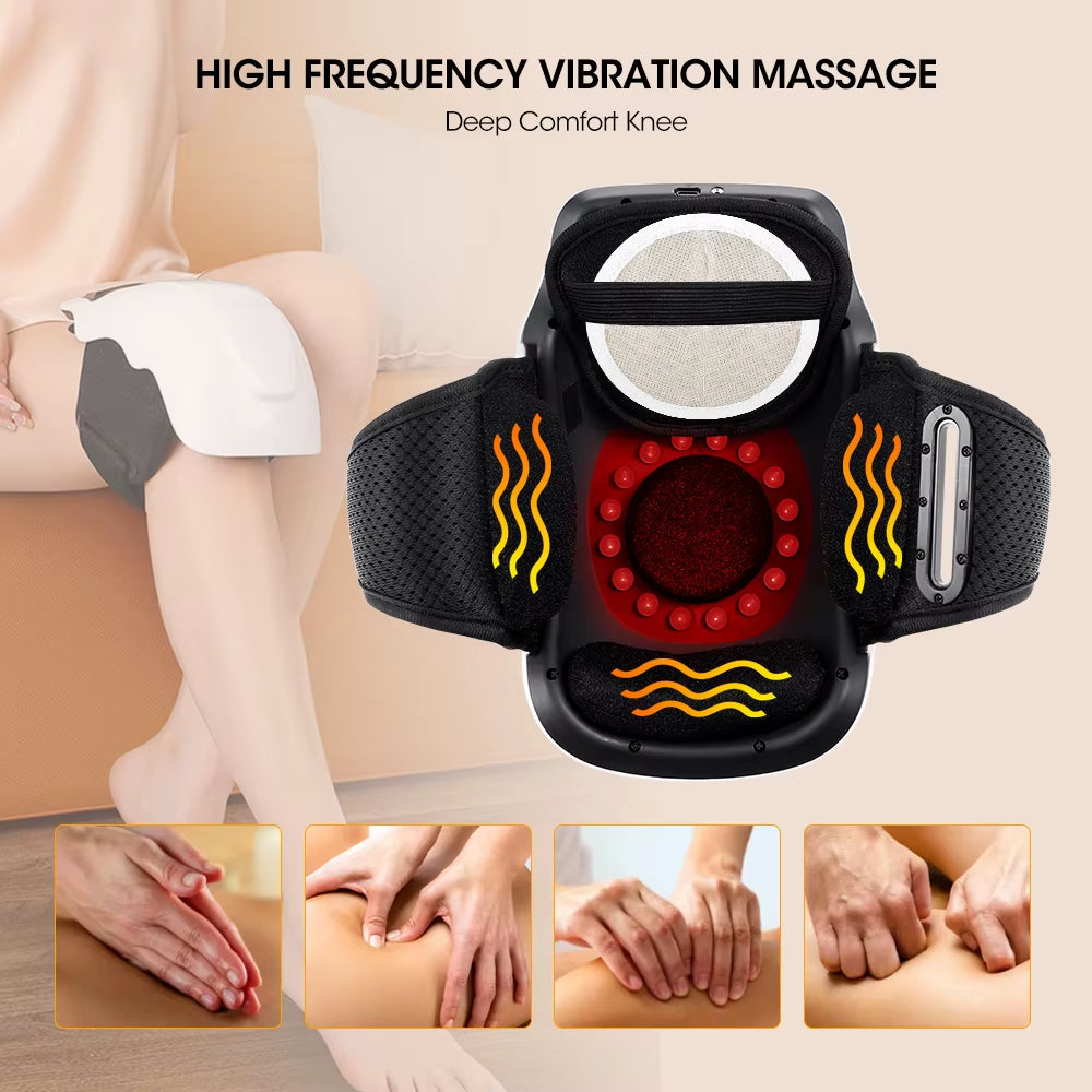 Electric Knee Massager 3 Gear Hot Compress Knee Massage Knee Support Pad Shoulder Massager Relive Joint Pain Rechargeable